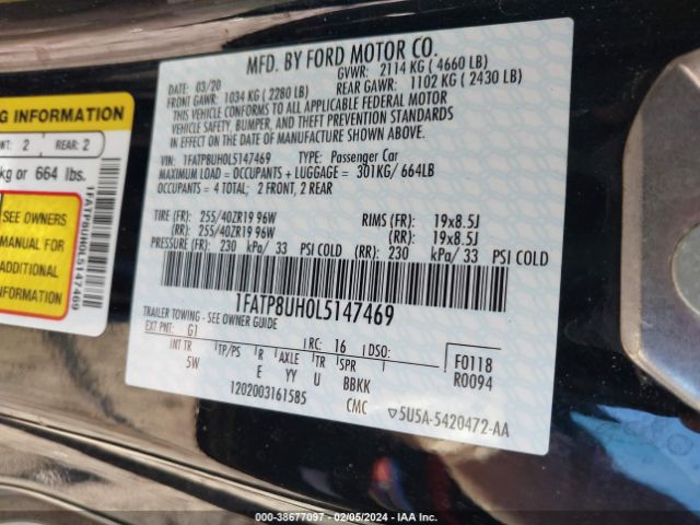 2020 FORD MUSTANG 1FATP8UH0L5147469 Photo 8