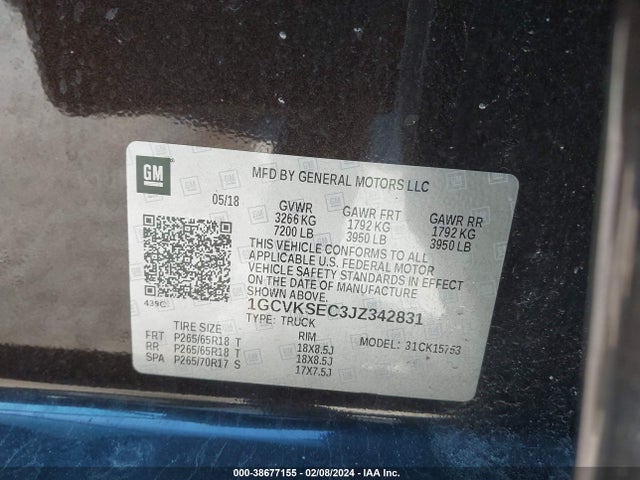 Chevrolet Silverado 1500 1lz 2018 1GCVKSEC3JZ342831 Image 9