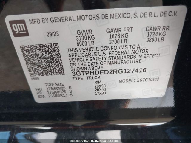 3GTPHDED2RG127416 GMC Sierra 1500 2wd  Short Box Slt