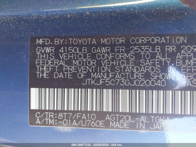 JTKJF5C73GJ020040 Toyota SCION TC