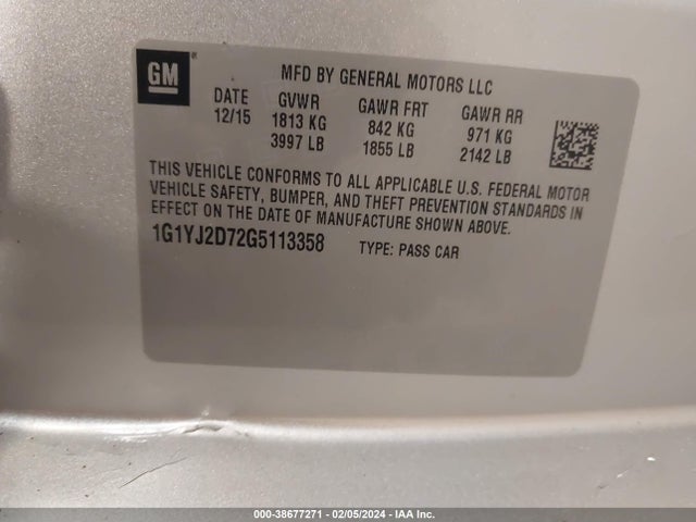 Chevrolet Corvette Stingray Z51 2016 1G1YJ2D72G5113358 Image 9