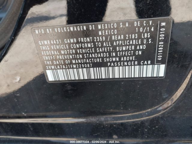 3VWLA7AJ1FM229087 Volkswagen Jetta 2.0l Tdi S