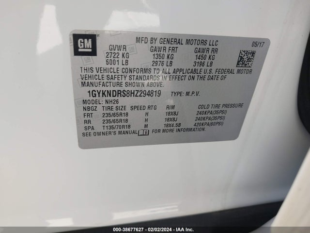 Cadillac XT5 LUXURY 2017 1GYKNDRS8HZ294819 Image 9