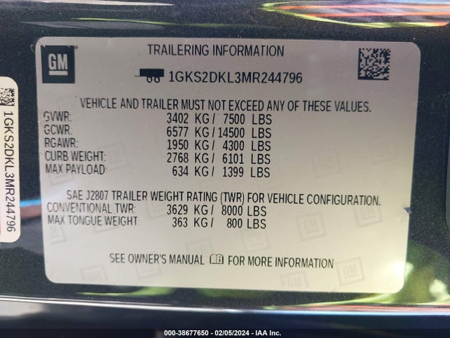 GMC Yukon 4wd Denali 2021 1GKS2DKL3MR244796 Image 9