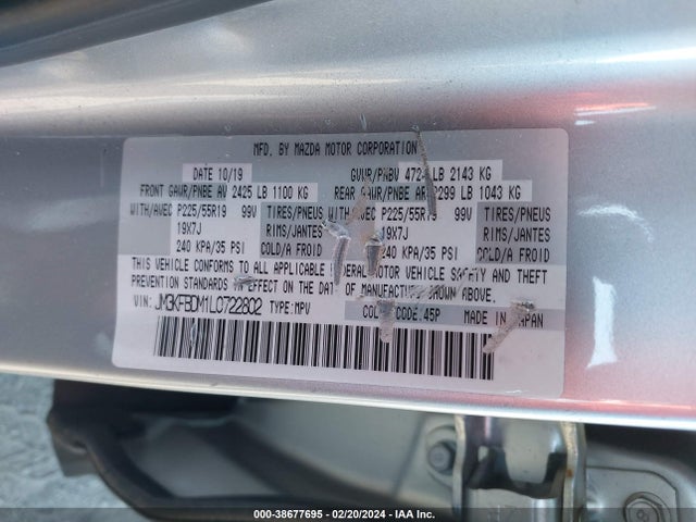 Mazda Cx-5 Grand Touring 2020 JM3KFBDM1L0722802 Image 9