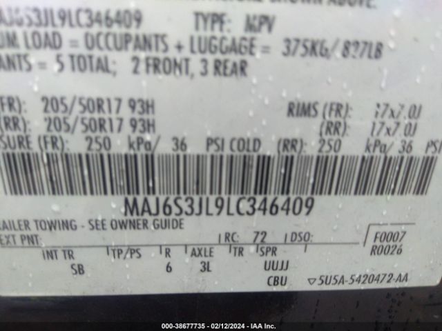 MAJ6S3JL9LC346409 Ford Ecosport Ses