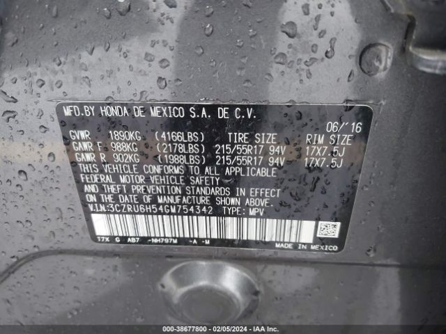 3CZRU6H54GM754342 Honda HR-V EX