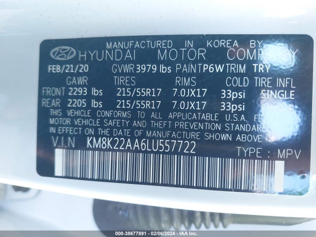 Hyundai Kona Sel 2020 KM8K22AA6LU557722 Image 9