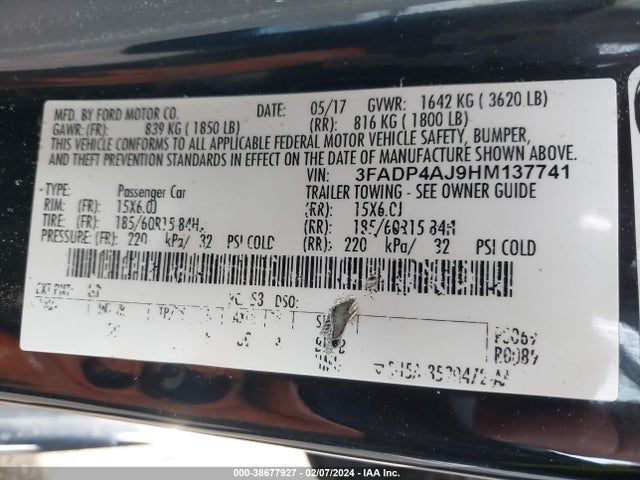 Ford FIESTA S 2017 3FADP4AJ9HM137741 Image 9