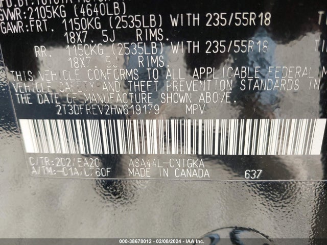 Toyota Rav4 Limited 2017 2T3DFREV2HW619179 Image 9