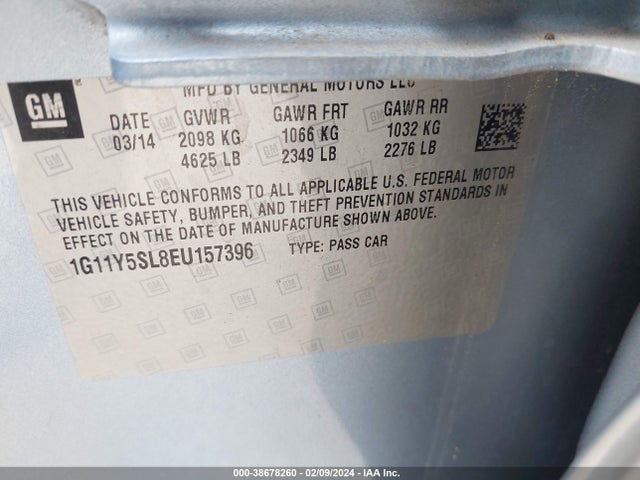 2014 CHEVROLET IMPALA 1LS VIN: 1G11Y5SL8EU157396