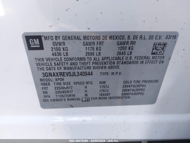 Chevrolet EQUINOX LS 2018 3GNAXREV5JL340944 Image 9