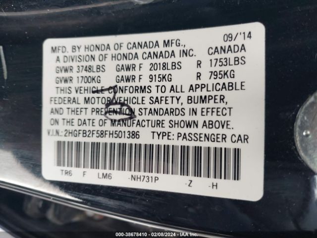 2HGFB2F58FH501386 Honda Civic Lx