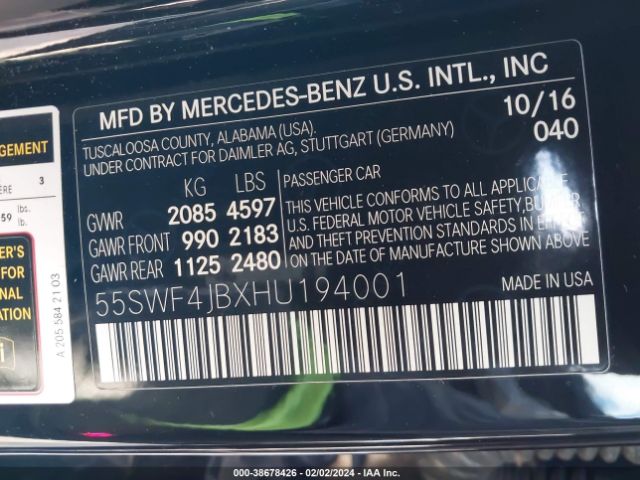 55SWF4JBXHU194001 Mercedes-Benz C 300 Luxury/sport