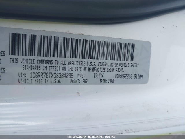 RAM 1500 Slt 2016 1C6RR7GTXGS384235 Image 9