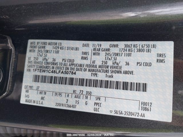 1FTEW1C48LFA50784 Ford F-150 Xlt