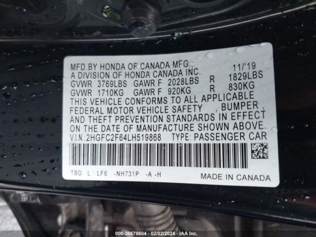 2HGFC2F64LH519868 Honda Civic Lx