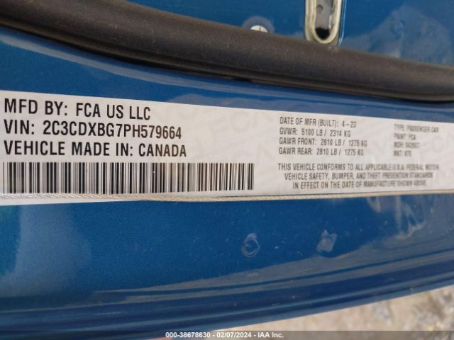 2C3CDXBG7PH579664 Dodge Charger Sxt
