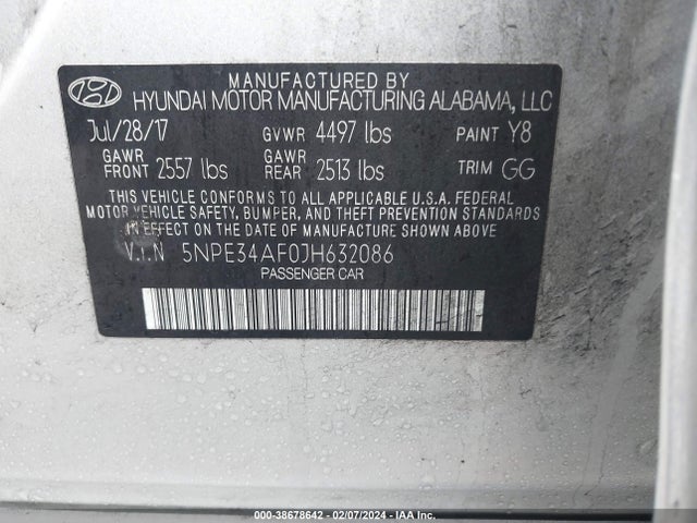 Hyundai SONATA SEL 2018 5NPE34AF0JH632086 Image 9