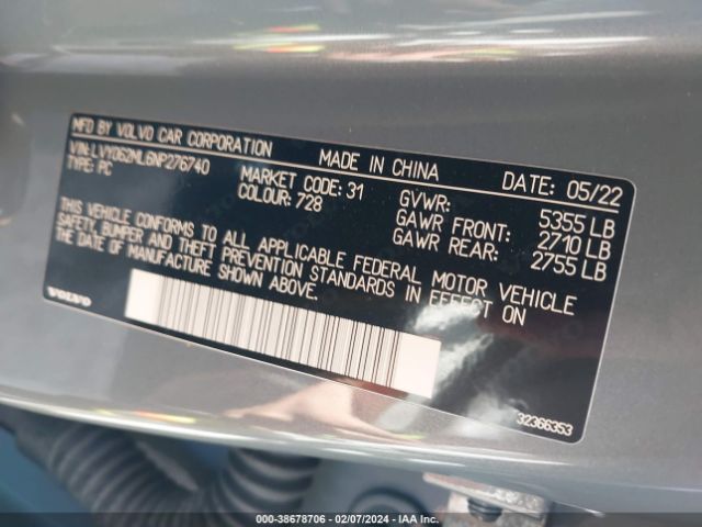 2022 VOLVO S90 LVY062ML6NP276740 Photo 8