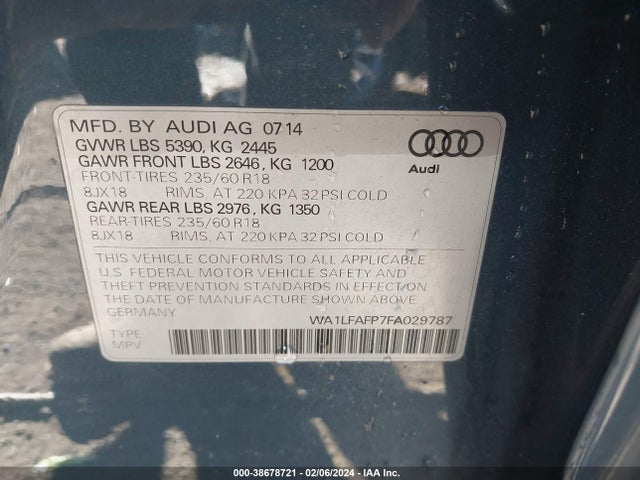 WA1LFAFP7FA029787 Audi Q5 2.0t Premium