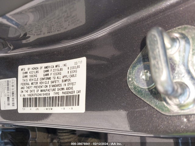 Honda Accord Ex-l 2017 1HGCR2F82HA164658 Image 9