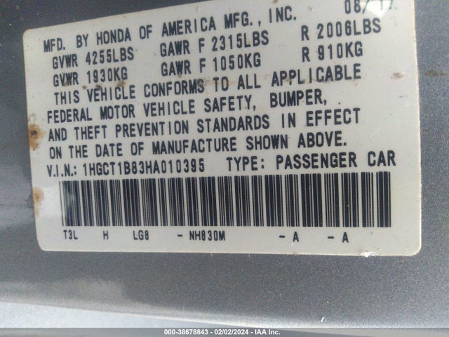 Honda Accord Ex-l 2017 1HGCT1B83HA010395 Image 9