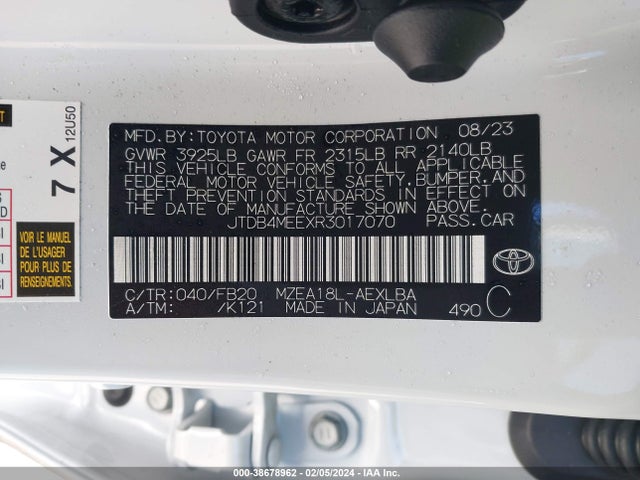 Toyota COROLLA LE 2024 JTDB4MEEXR3017070 Image 9