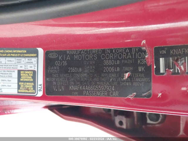 KIA FORTE LX 2016 KNAFK4A66G5597924 Image 9