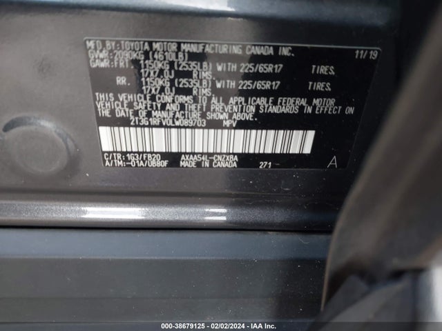 Toyota RAV4 LE 2020 2T3G1RFV0LW089703 Image 9