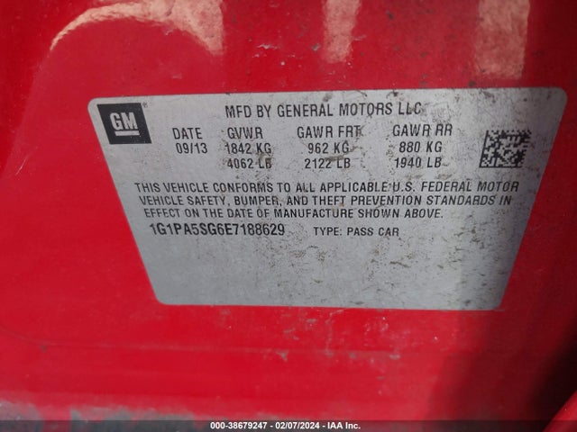 Chevrolet Cruze Ls Auto 2014 1G1PA5SG6E7188629 Image 9