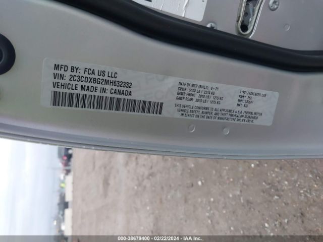 2C3CDXBG2MH632332 Dodge Charger Sxt Rwd