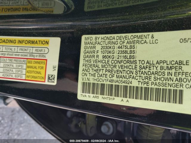 1HGCV1F48NA054924 Honda Accord Sport Special Edition