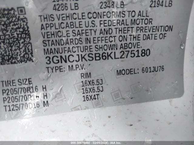 Chevrolet TRAX LS 2019 3GNCJKSB6KL275180 Image 9