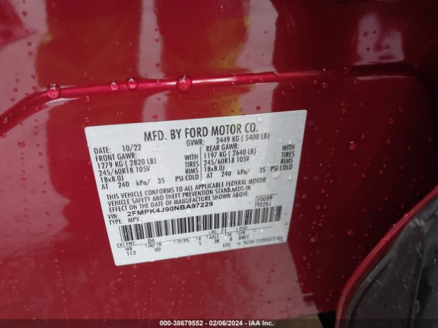 2022 FORD EDGE 2FMPK4J90NBA97229 Photo 8