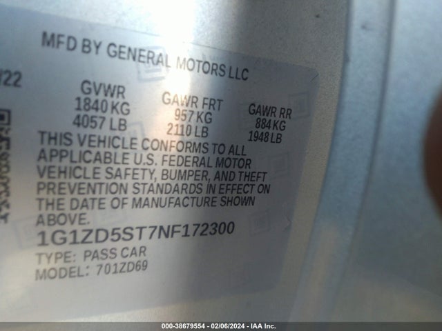 Chevrolet Malibu Fwd Lt 2022 1G1ZD5ST7NF172300 Image 9