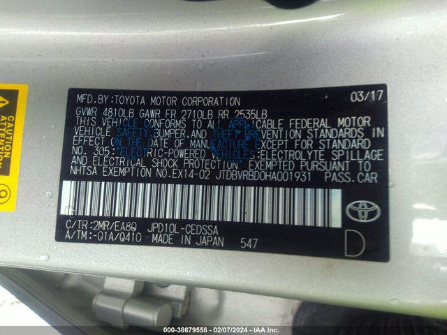 Toyota 4jm 2017 JTDBVRBD0HA001931 Image 27