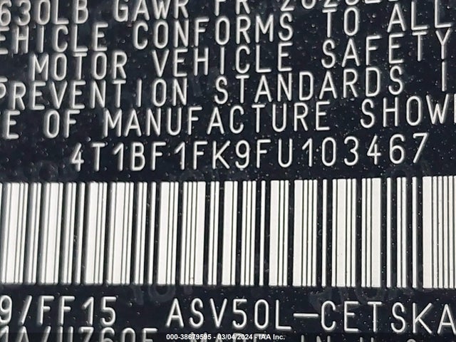 Toyota CAMRY SE 2015 4T1BF1FK9FU103467 Image 9