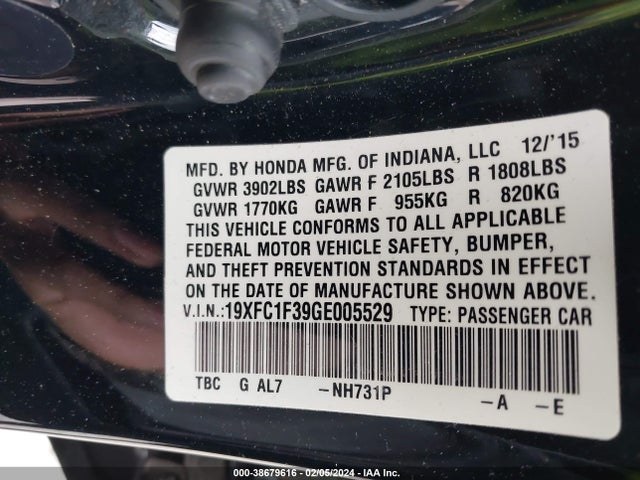 Honda Civic Ex-t 2016 19XFC1F39GE005529 Image 9