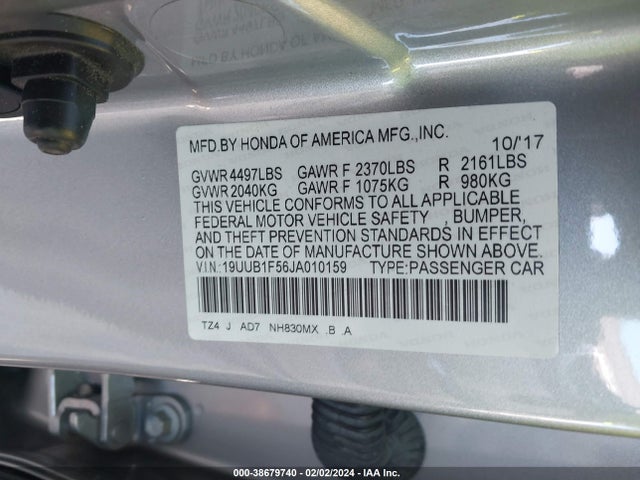 19UUB1F56JA010159 Acura Tlx Tech Pkg