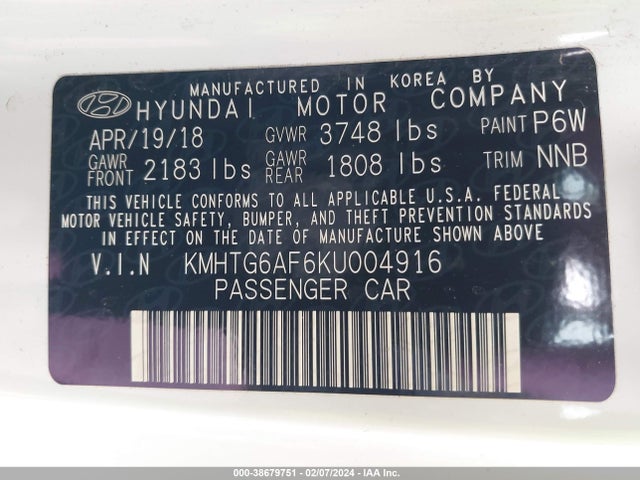 Hyundai Veloster 2.0 2019 KMHTG6AF6KU004916 Image 9