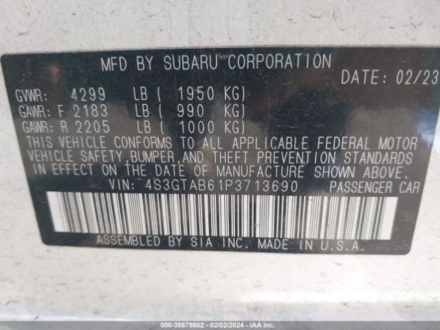 4S3GTAB61P3713690 Subaru Impreza Base 5-door