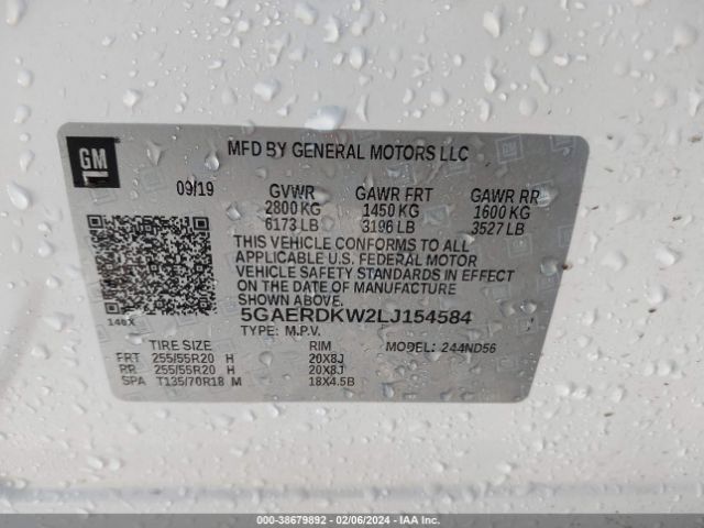 5GAERDKW2LJ154584 Buick Enclave Fwd Avenir