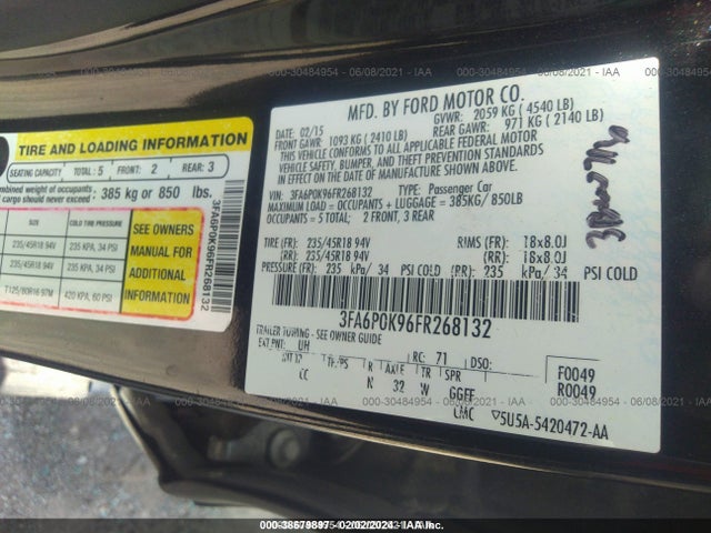 Ford Fusion Titanium 2015 3FA6P0K96FR268132 Image 9