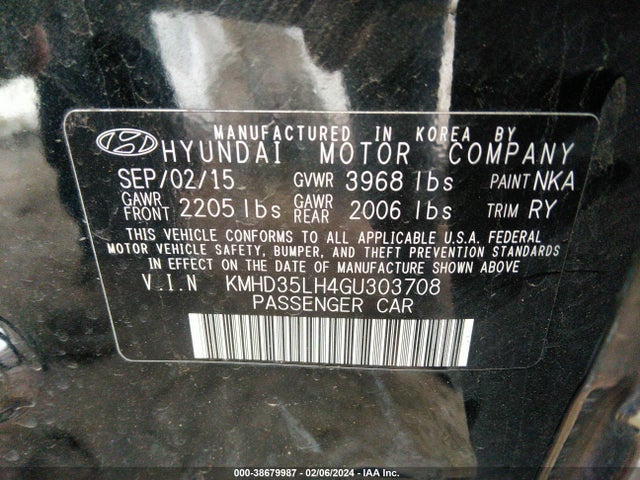 2016 HYUNDAI ELANTRA GT VIN: KMHD35LH4GU303708