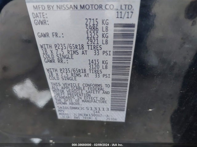 5N1DL0MMXJC513113 Infiniti QX60