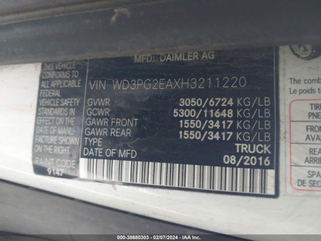WD3PG2EAXH3211220 Mercedes-Benz Metris
