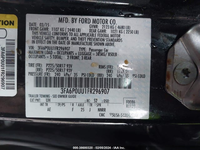 Ford Fusion Hybrid S 2015 3FA6P0UU1FR296907 Image 9
