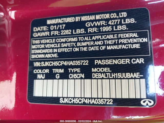 SJKCH5CP4HA035722 Infiniti Qx30 Sport