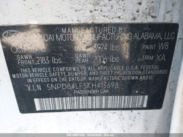 Hyundai ELANTRA SEL 2019 5NPD84LF5KH413698 Image 9